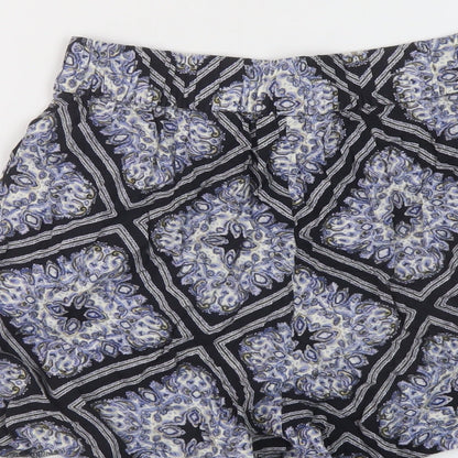 H&M Womens Blue Geometric Vinyl Basic Shorts Size 8 L4 in Regular