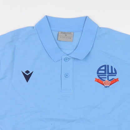 Macron Mens Blue Cotton Polo Size M Collared Button