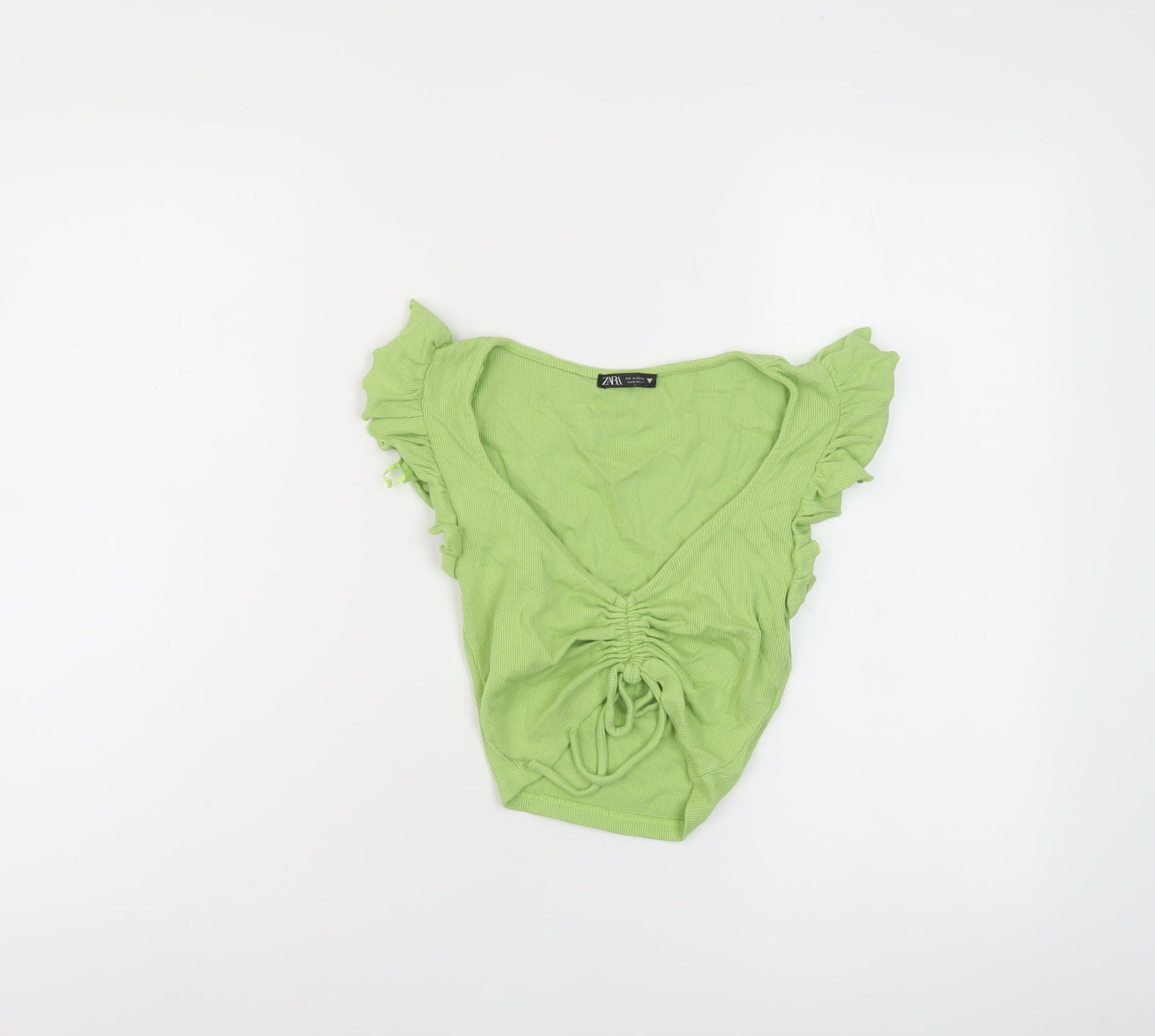 Womens UK Size S Zara Green Cropped T-Shirt