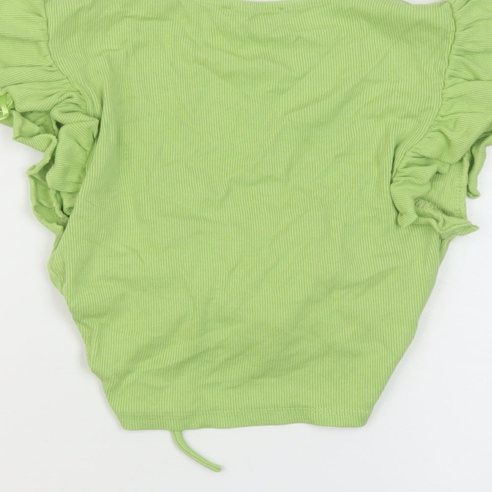Womens UK Size S Zara Green Cropped T-Shirt