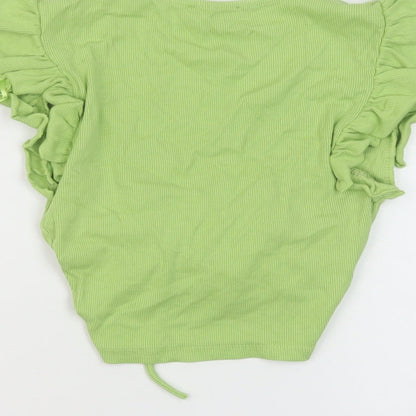 Womens UK Size S Zara Green Cropped T-Shirt