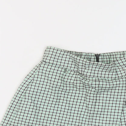 Bershka Womens Green Plaid Polyester Basic Shorts Size 6 L4 in Regular Zip