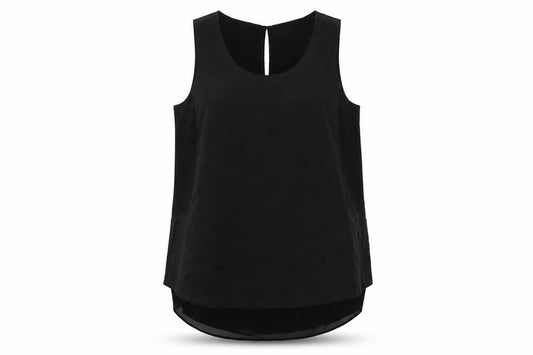 Arte Womens Black Polyester Basic Tank Size 14 Round Neck