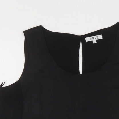 Arte Womens Black Polyester Basic Tank Size 14 Round Neck
