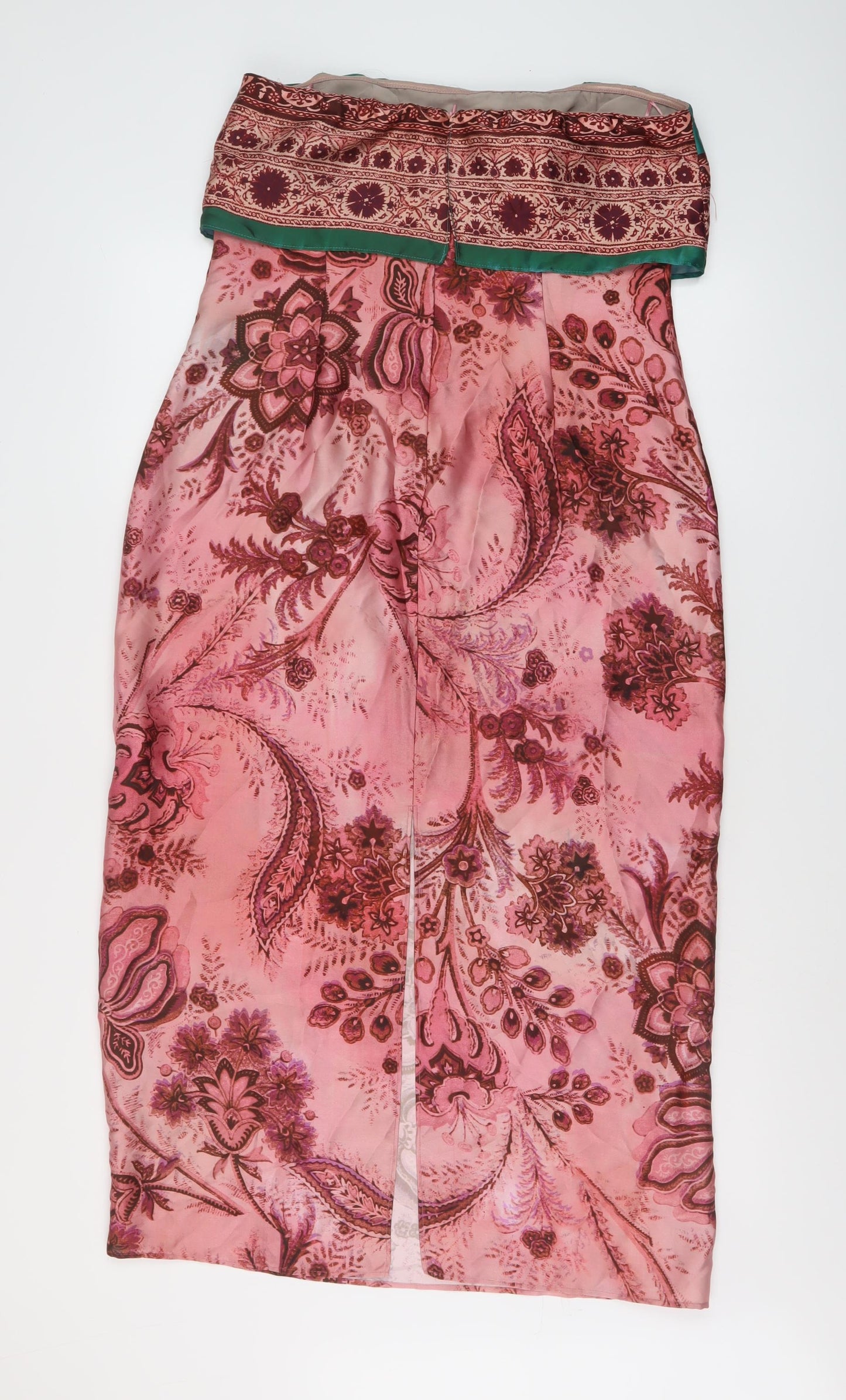 Zara Womens Pink Geometric Polyester A-Line Size L Off the Shoulder Zip