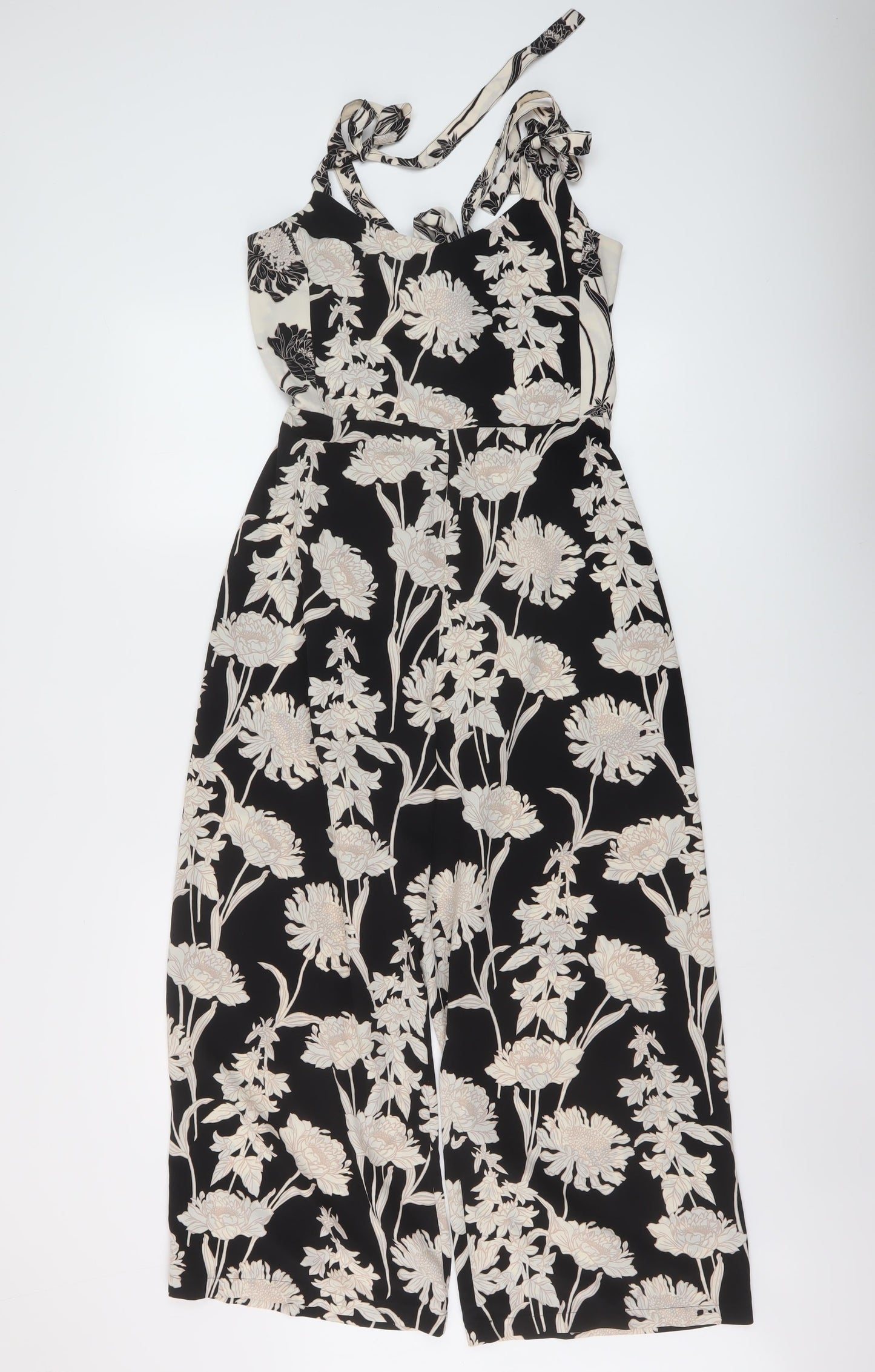 Topshop Womens Beige Geometric Polyester Jumpsuit One-Piece Size 14 Zip