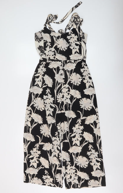 Topshop Womens Beige Geometric Polyester Jumpsuit One-Piece Size 14 Zip