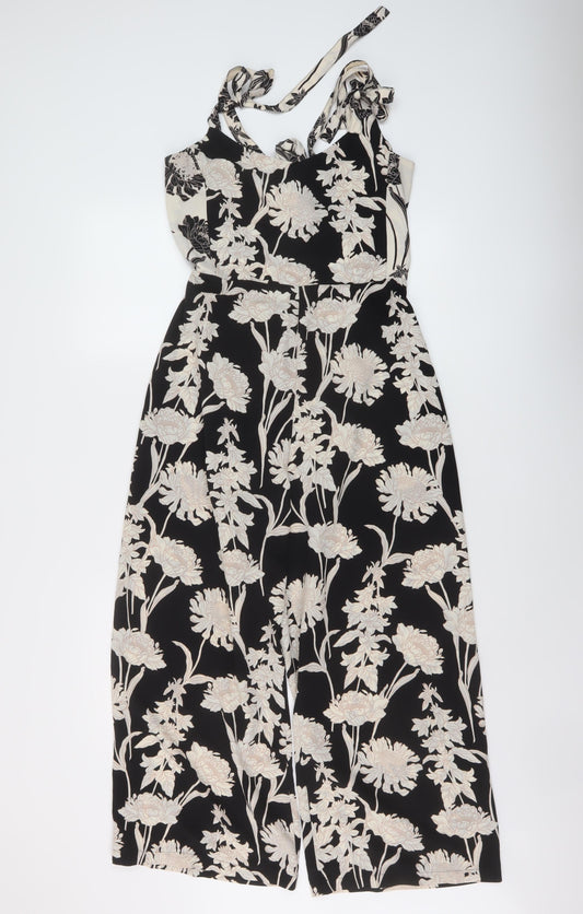 Topshop Womens Beige Geometric Polyester Jumpsuit One-Piece Size 14 Zip