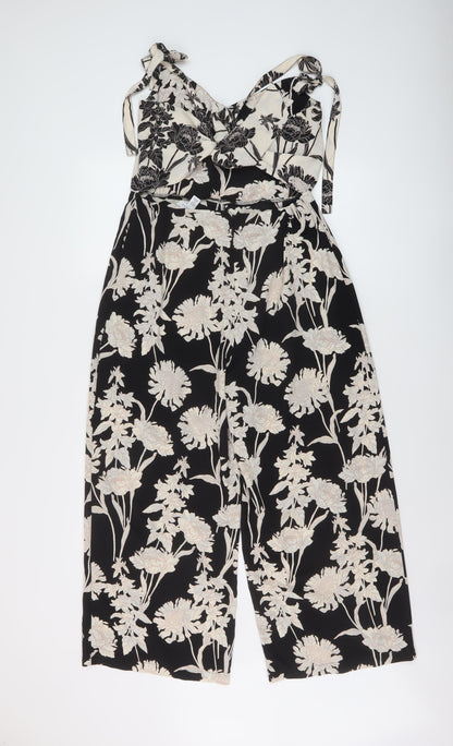 Topshop Womens Beige Geometric Polyester Jumpsuit One-Piece Size 14 Zip