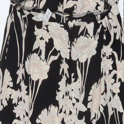 Topshop Womens Beige Geometric Polyester Jumpsuit One-Piece Size 14 Zip