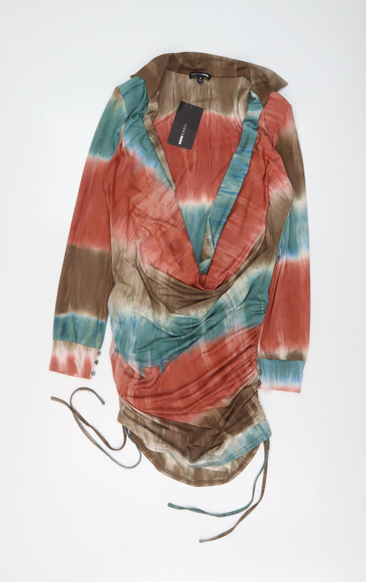 Fashion Nova Womens Multicoloured Polyester Mini Size S Cowl Neck Pullover