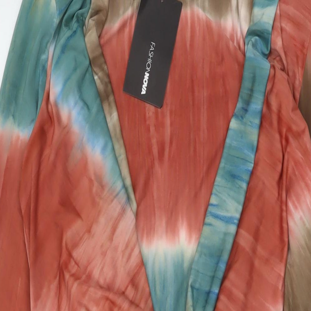 Fashion Nova Womens Multicoloured Polyester Mini Size S Cowl Neck Pullover