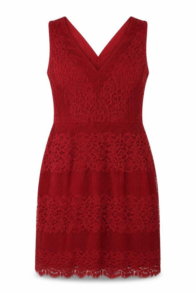 NEXT Womens Red Polyester Shift Size 14 V-Neck Zip