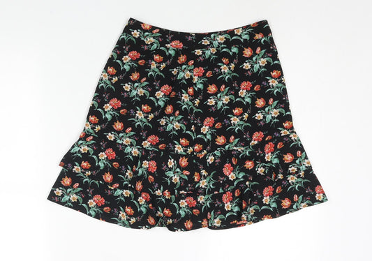 Oasis Womens Multicoloured Floral Polyester A-Line Skirt Size 8 Button - Frill