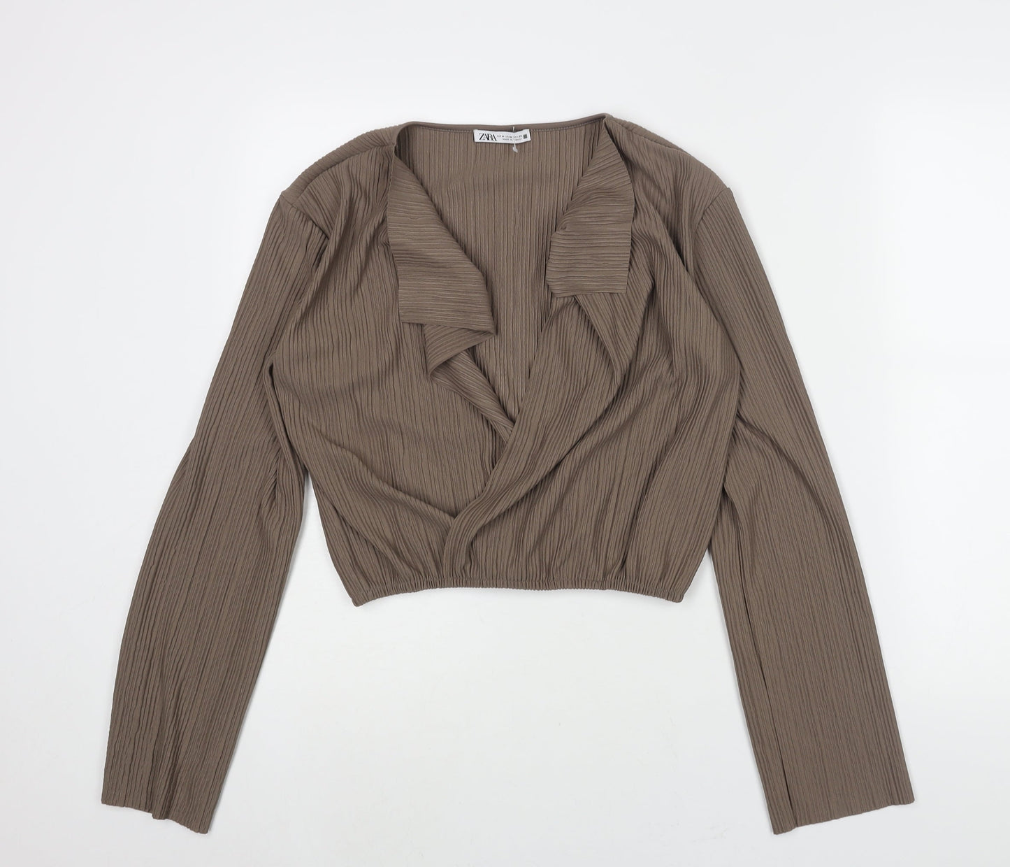 Womens UK Size M Zara Brown Basic Blouse