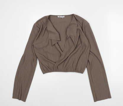 Womens UK Size M Zara Brown Basic Blouse