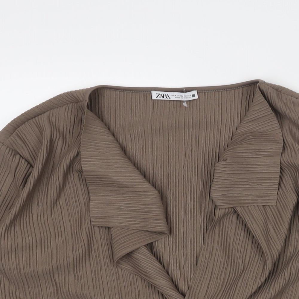 Womens UK Size M Zara Brown Basic Blouse