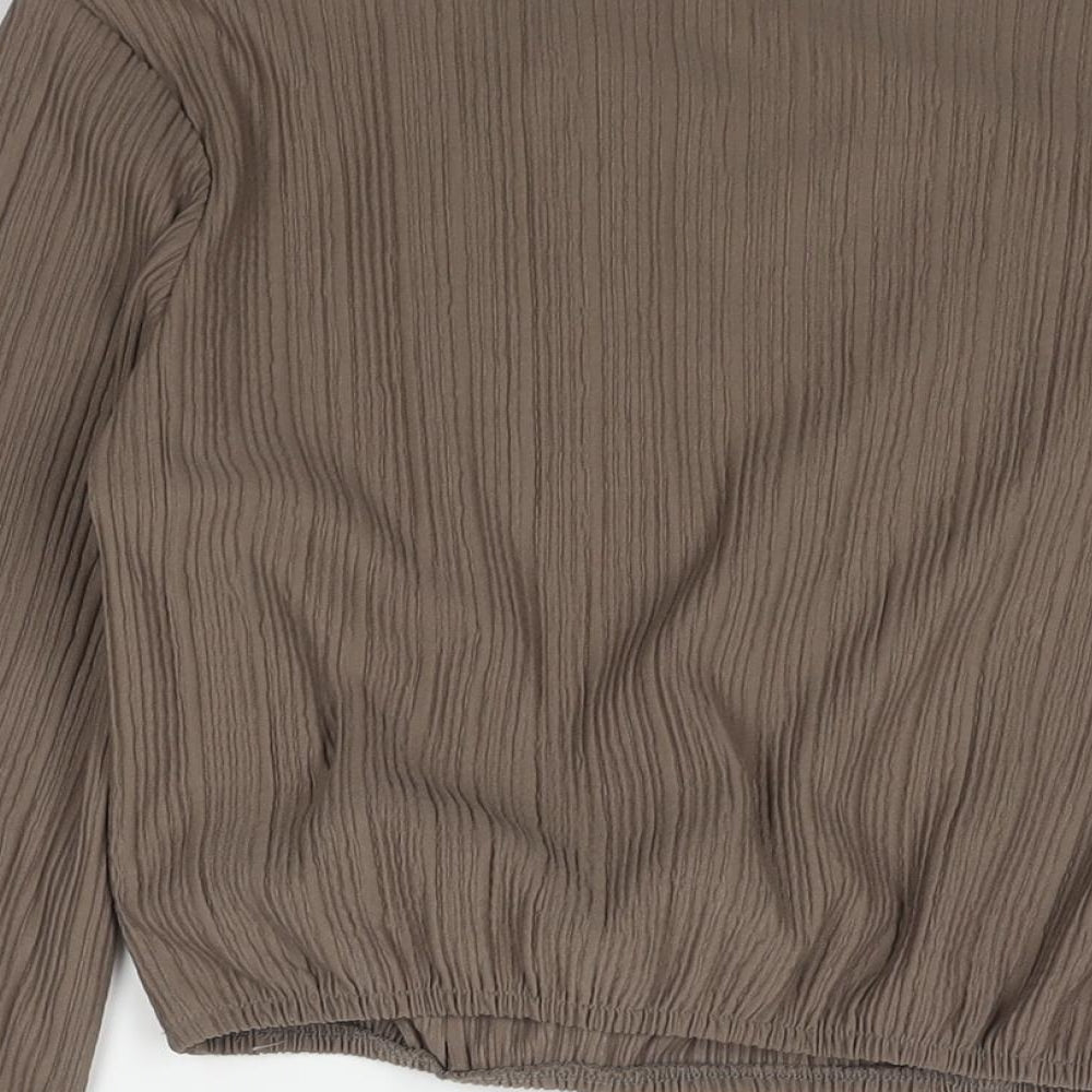 Womens UK Size M Zara Brown Basic Blouse