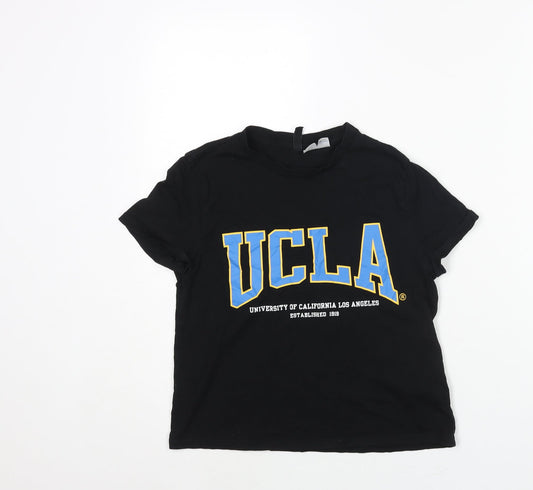 Divided by H&M Womens Black Cotton Basic T-Shirt Size S Crew Neck - UCLA
