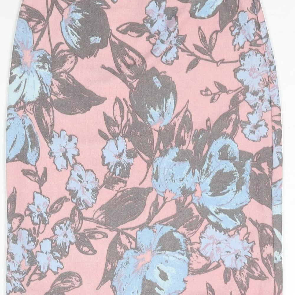 Club L Womens Pink Floral Polyester Bandage Skirt Size 10