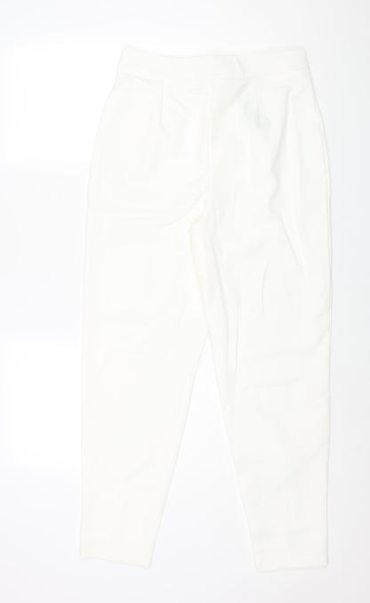 Nasty Gal Womens Ivory Polyester Trousers Size 12 L28 in Regular Zip - Vented Hems