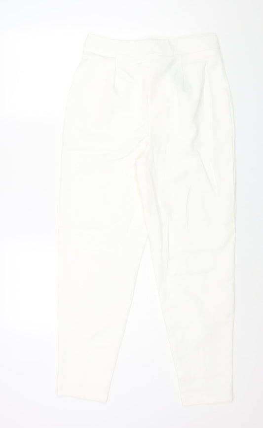 Nasty Gal Womens Ivory Polyester Trousers Size 12 L28 in Regular Zip - Vented Hems