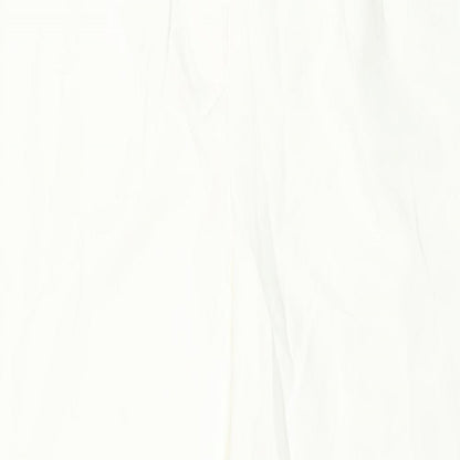 Nasty Gal Womens Ivory Polyester Trousers Size 12 L28 in Regular Zip - Vented Hems