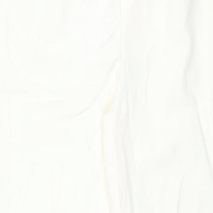 Nasty Gal Womens Ivory Polyester Trousers Size 12 L28 in Regular Zip - Vented Hems