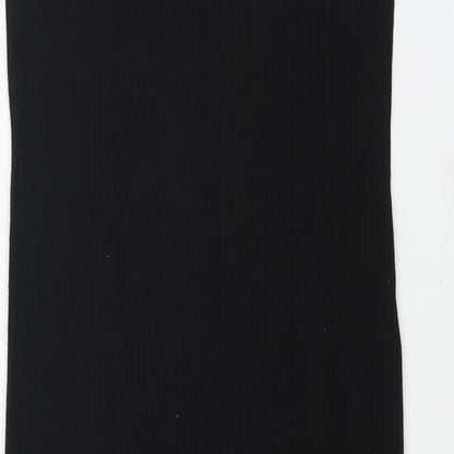 Zara Womens Black Polyester Shift Size L V-Neck Pullover - Frill Ribbed