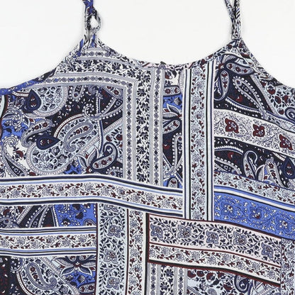 Cotton On Womens Blue Paisley Polyester Camisole Blouse Size M Scoop Neck