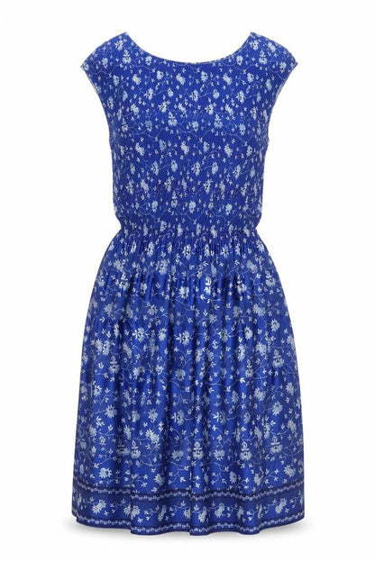 Max Studio Womens Blue Floral Polyester A-Line Size M Round Neck Pullover