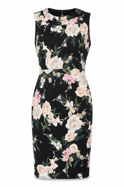 Dorothy Perkins Womens Multicoloured Floral Polyester Pencil Dress Size 12 Mock Neck Zip