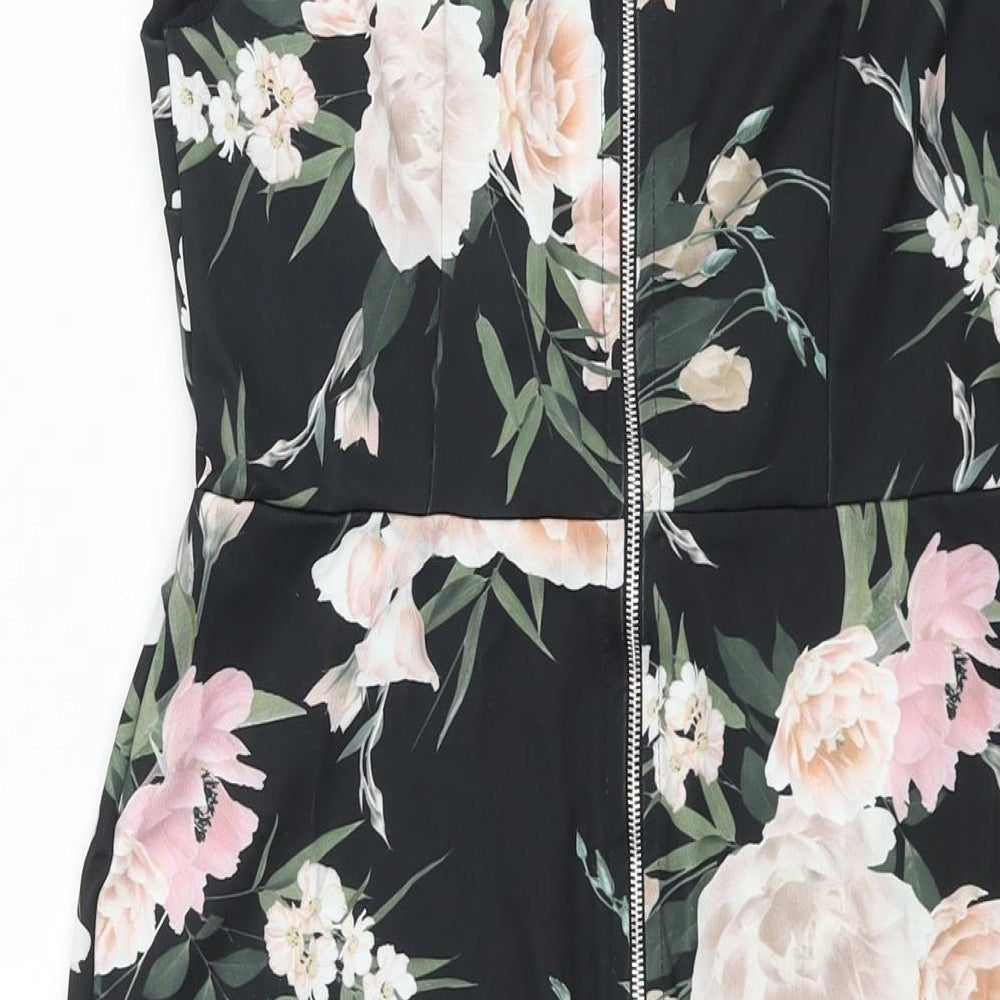 Dorothy Perkins Womens Multicoloured Floral Polyester Pencil Dress Size 12 Mock Neck Zip