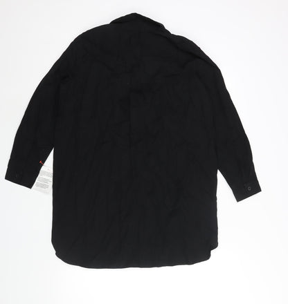 ASOS Womens Black Cotton Shirt Dress Size 12 Collared Button
