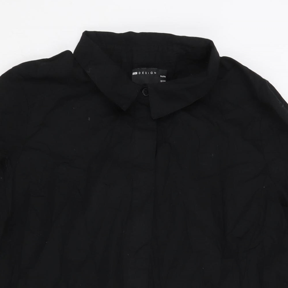 ASOS Womens Black Cotton Shirt Dress Size 12 Collared Button