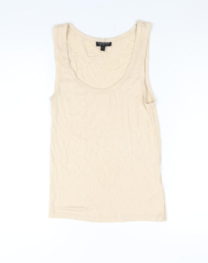 Womens UK Size 10 Topshop Beige Basic Tank