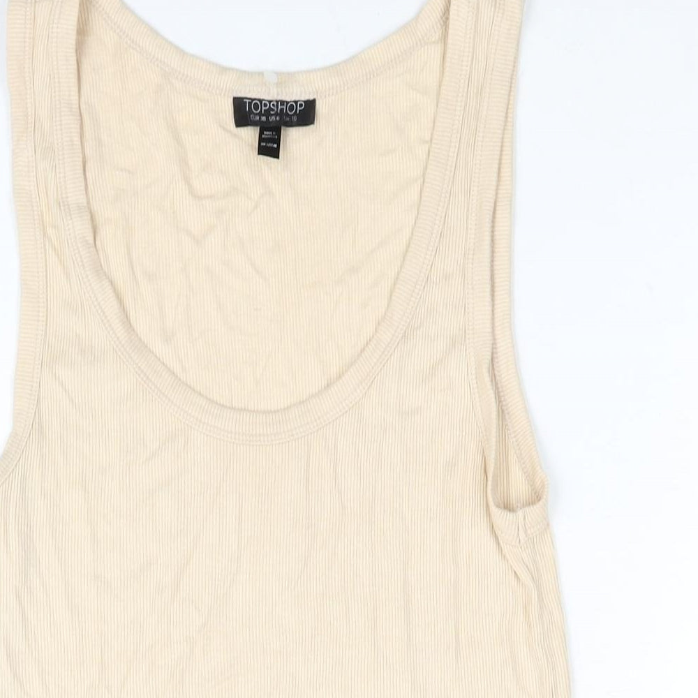 Womens UK Size 10 Topshop Beige Basic Tank