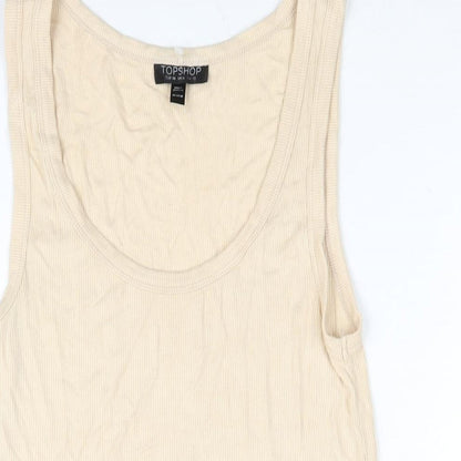 Womens UK Size 10 Topshop Beige Basic Tank