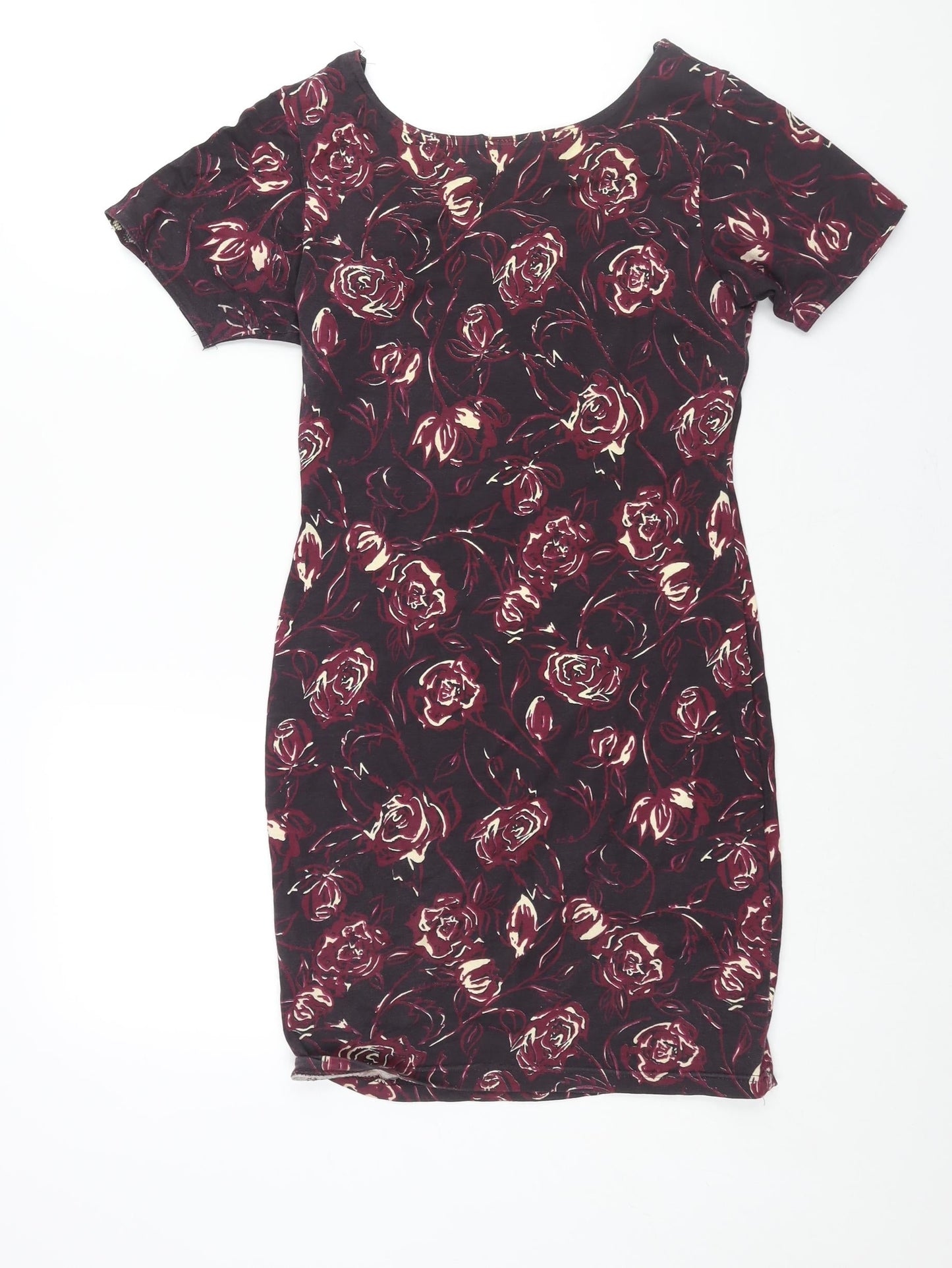 Style Incorporated Womens Purple Floral Cotton Bodycon Size 12 Round Neck Pullover