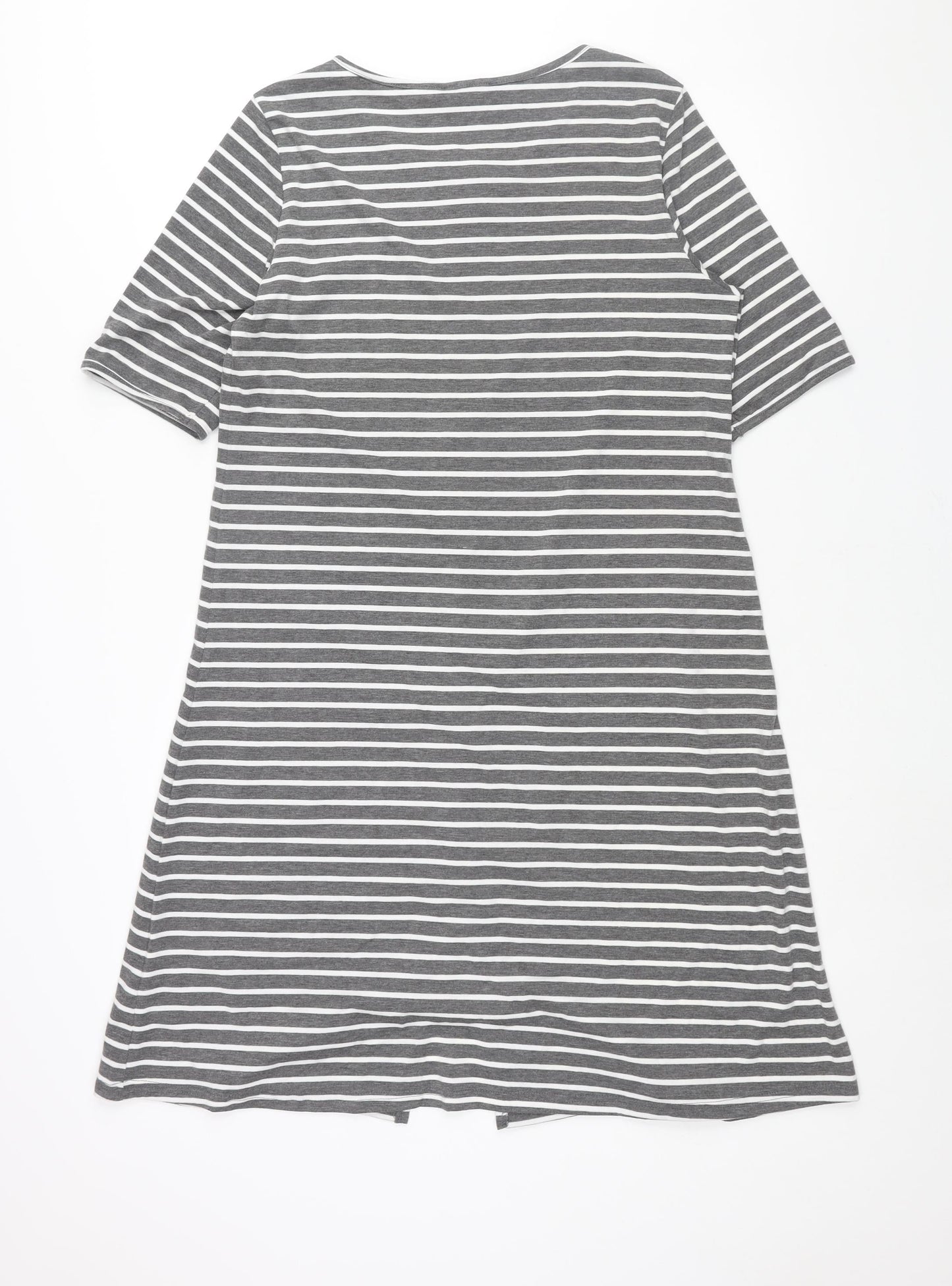 Sunnyme Womens Grey Striped Polyester Shift Size 12 Round Neck Zip - Size 12-14