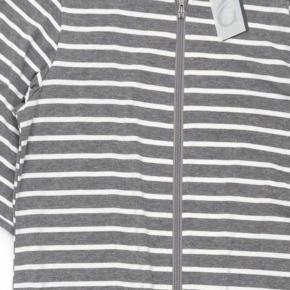 Sunnyme Womens Grey Striped Polyester Shift Size 12 Round Neck Zip - Size 12-14
