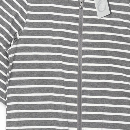 Sunnyme Womens Grey Striped Polyester Shift Size 12 Round Neck Zip - Size 12-14