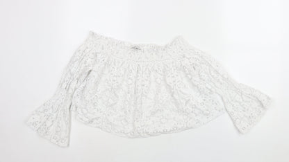 Womens UK Size M Zara White Cropped Blouse