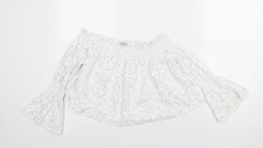 Womens UK Size M Zara White Cropped Blouse