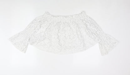 Womens UK Size M Zara White Cropped Blouse