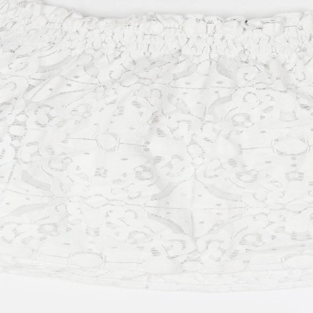 Womens UK Size M Zara White Cropped Blouse