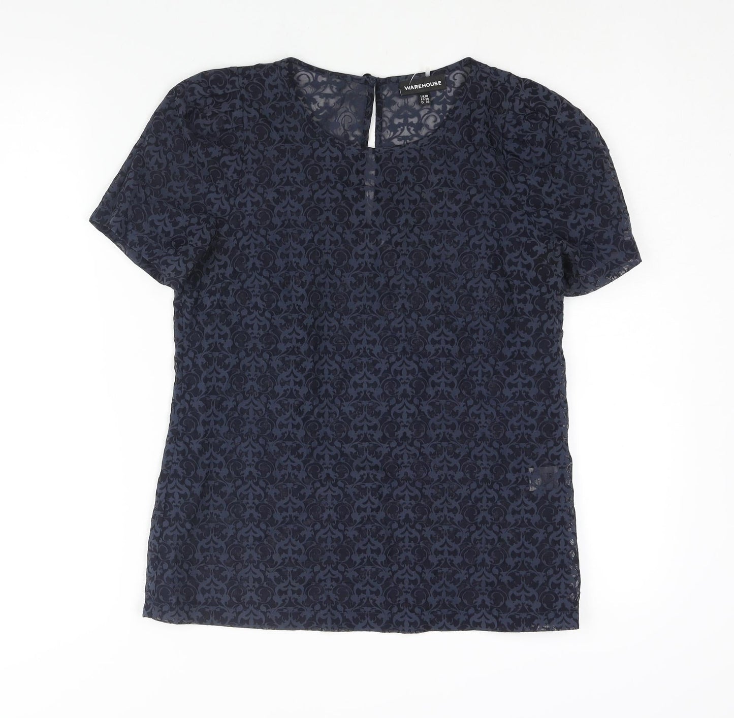 Womens UK Size 10 Warehouse Blue Basic Blouse