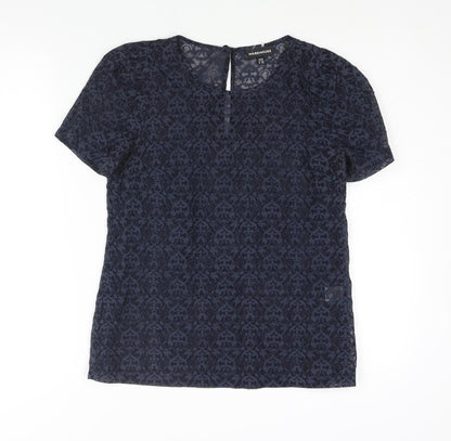 Womens UK Size 10 Warehouse Blue Basic Blouse