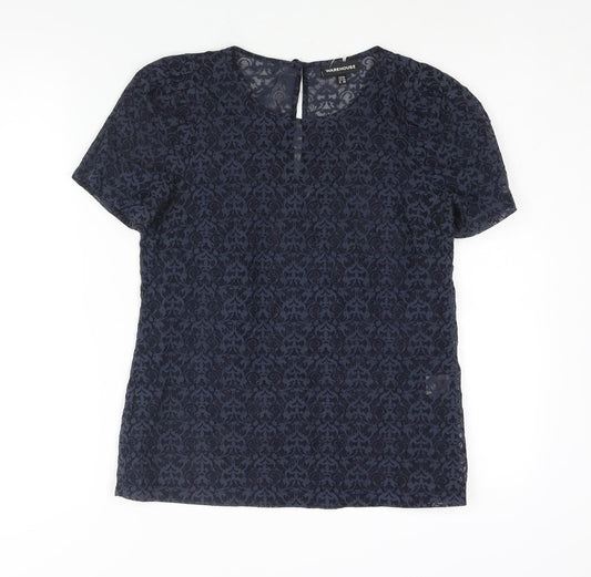Womens UK Size 10 Warehouse Blue Basic Blouse