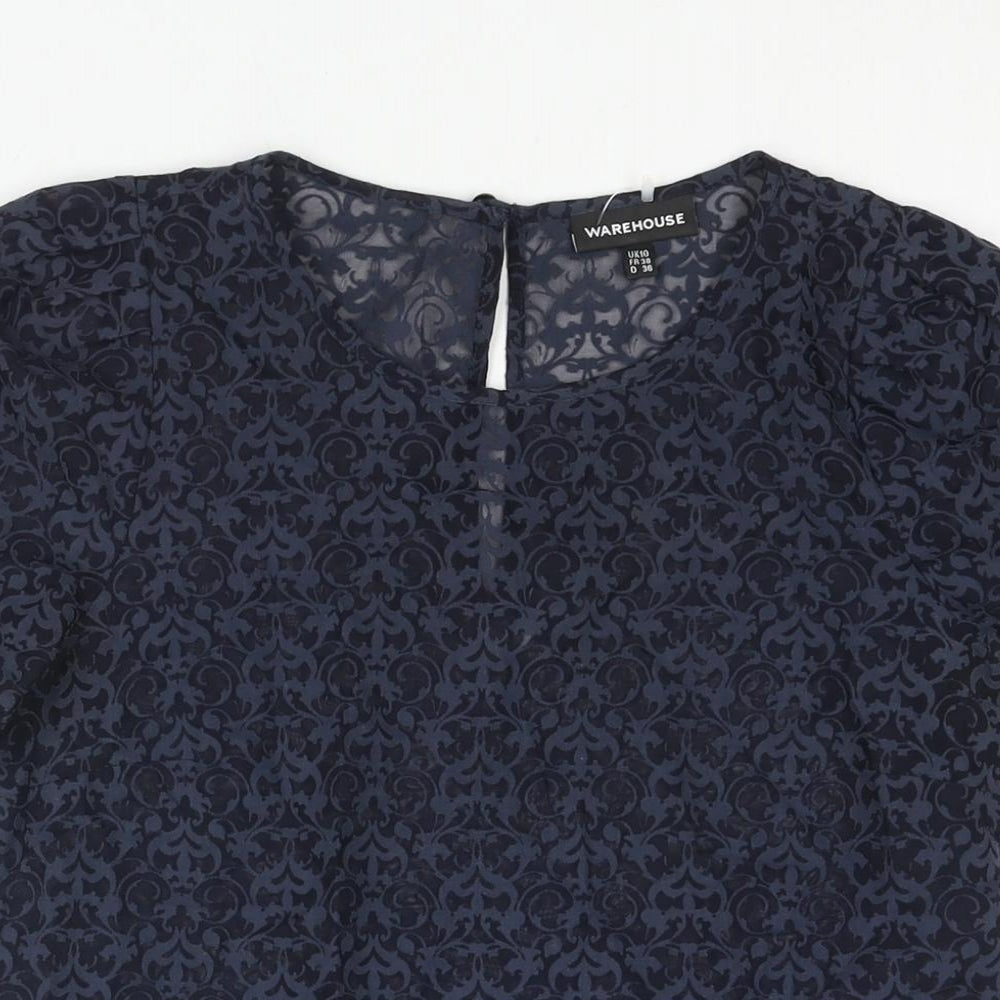 Womens UK Size 10 Warehouse Blue Basic Blouse
